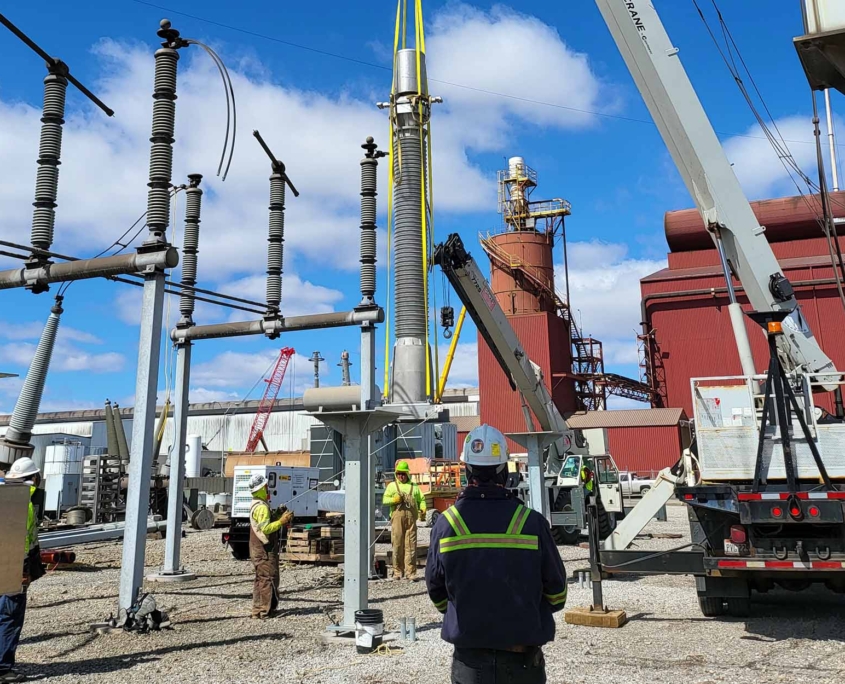 group of electricians on a site